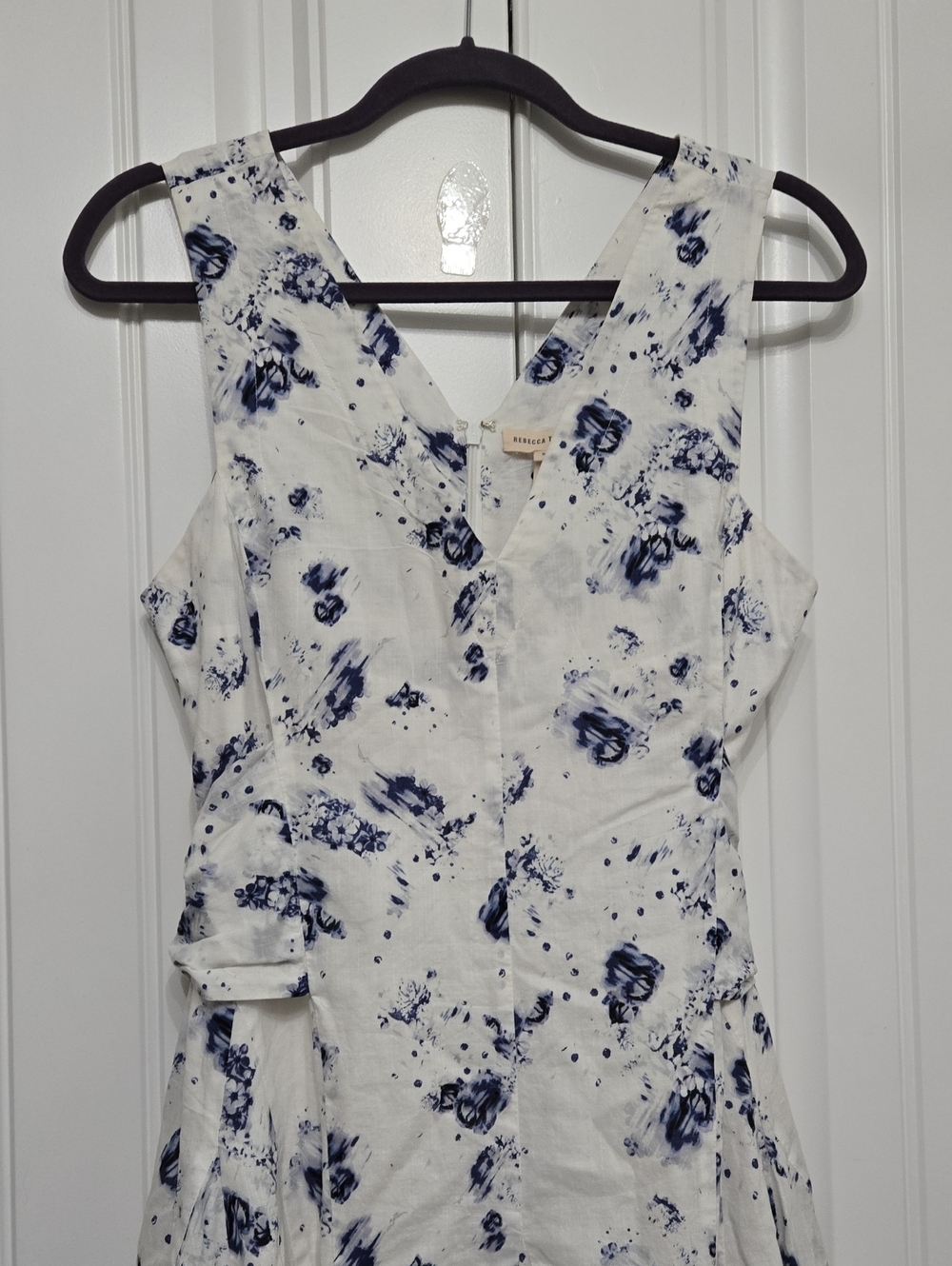 Rebecca Taylor Sleeveless Meteor Dress Blue White TieTag Size 6 - Picture 6 of 13